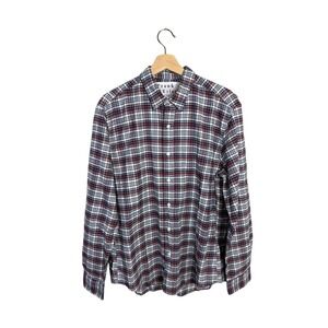 Frank & Eileen Finbar Red Black Navy Plaid Flannel Long Sleeve Button Down M